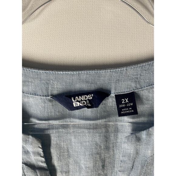 Lands' End Light Blue Chambray 100% Linen Tunic Top w Pockets Plus Size 2X - Picture 2 of 6